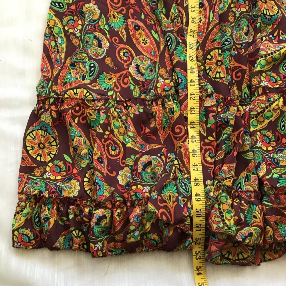 ME 2 MAGIC WOMEN FALL COLORFUL PAISLEY RUFFLE V-NECK LONG SLEEVE MAXI DRESS SZ S - Picture 7 of 10